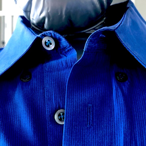 HUGO BOSS men’s royal blue Size 44 chest 17” Neck long sleeve dress shirt - Picture 3 of 7